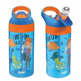 Kids Water Bottle with Spout Cover and Built-in Carrying Loop