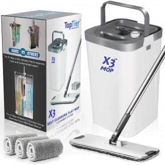 X3 Mop, Separates Dirty and Clean Water, Flat Mop and Bucket Set