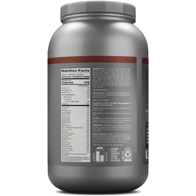 Dutch Chocolate Whey Isolate Protein Powder With Vitamin C & Zinc For Immune Support