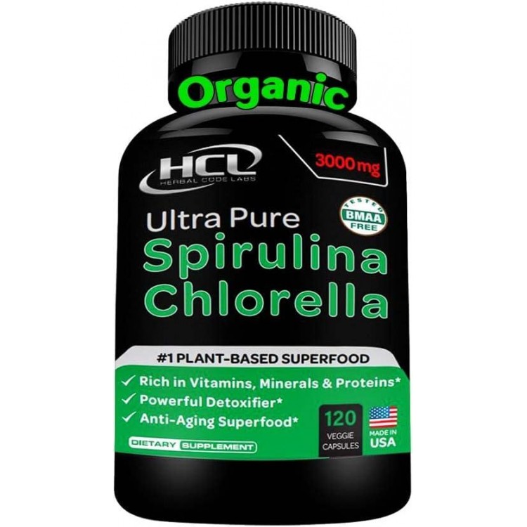 Chlorella Spirulina Powder Capsules Organic