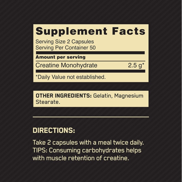 Optimum Nutrition Micronized Creatine Monohydrate Capsules, Keto Friendly