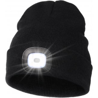 Unisex LED Beanie with Light, USB Rechargeable Hands Free LED Headlamp Hat