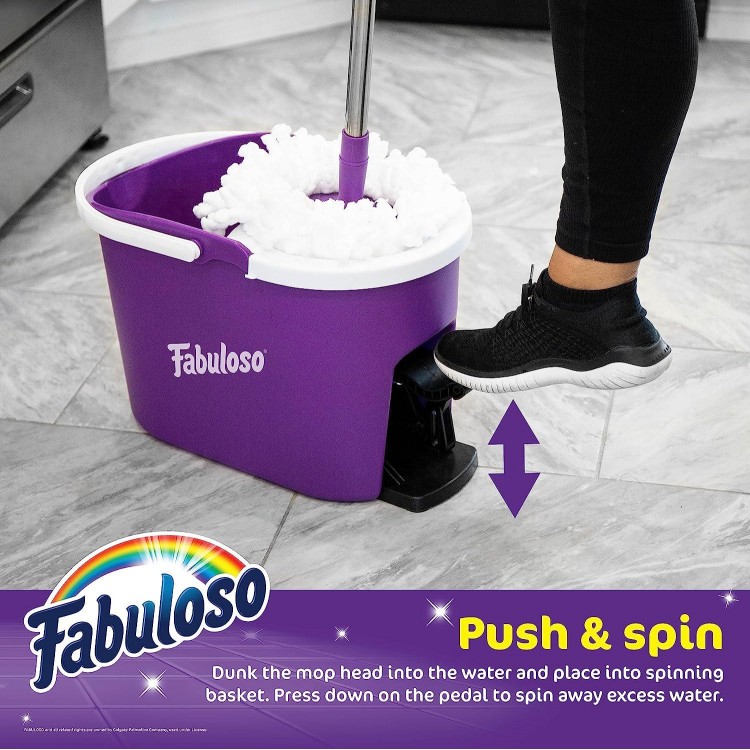 Fabuloso Spin Mop and Bucket, Hands-Free Wringing Spin Bucket