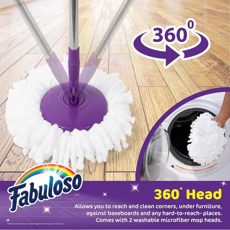 Fabuloso Spin Mop and Bucket, Hands-Free Wringing Spin Bucket