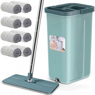 Aifacay Floor Mop and Bucket Set, with Wringer Extended Stainless Steel Handle Mop