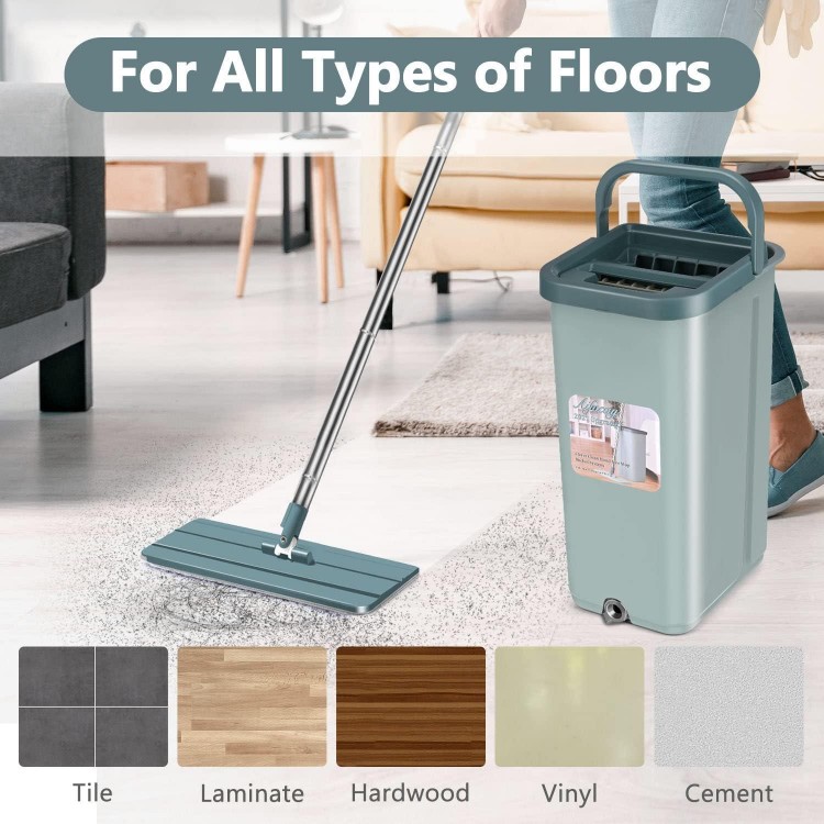 Aifacay Floor Mop and Bucket Set, with Wringer Extended Stainless Steel Handle Mop