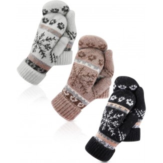 Vicenpal 3 Pairs Women's Winter Gloves Warm Lining Mittens