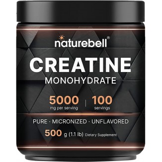 NatureBell Creatine Monohydrate Powder 500 Grams, 5000mg Per Serving, Pure Unflavored Creatine Powder