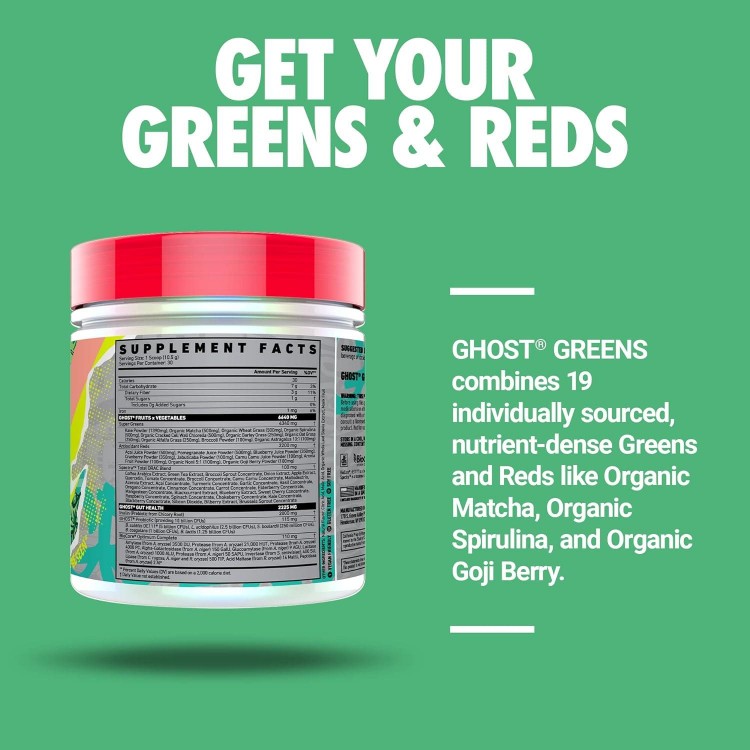 GHOST Greens Superfood Powder, 30 Servings - 19 Super Greens & Reds