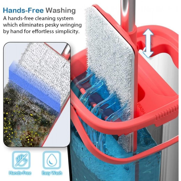 Flat Floor Mop and Bucket Set for Professional Home Floor Cleaning System