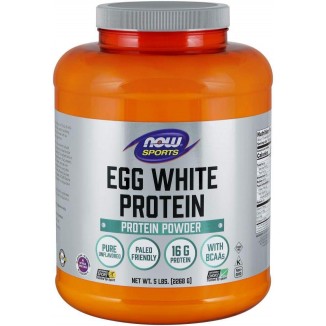 NOW Sports Nutrition, Egg White Protein, 16 g With BCAAs, Unflavored Powder, 5-Pound