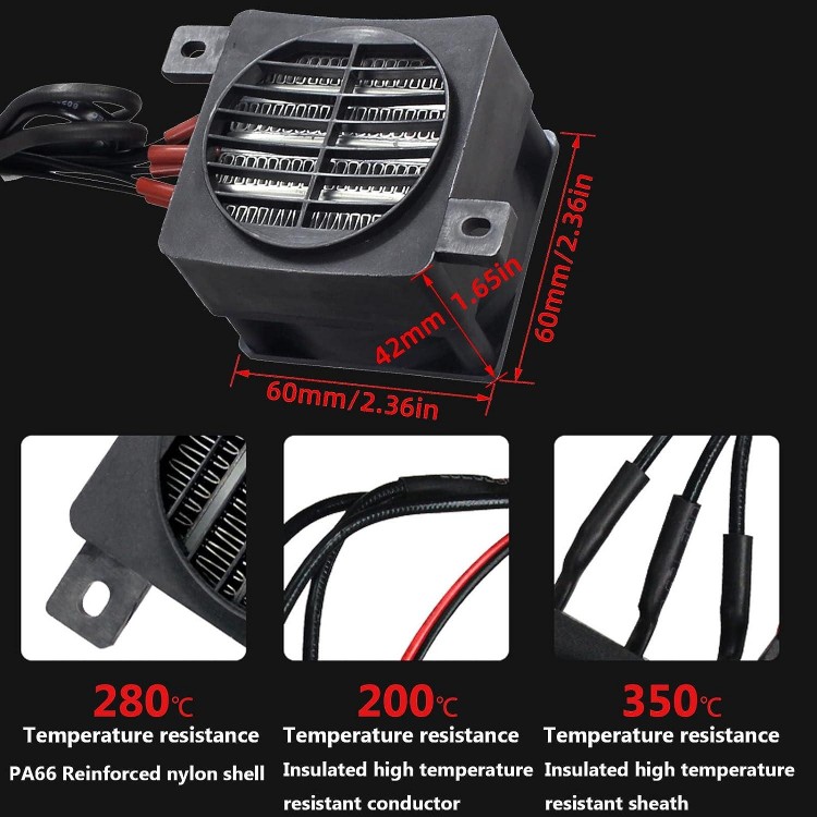 PTC Car Fan Heater with Power Cord, 110V 200W Electric Ceramic Energy Saving