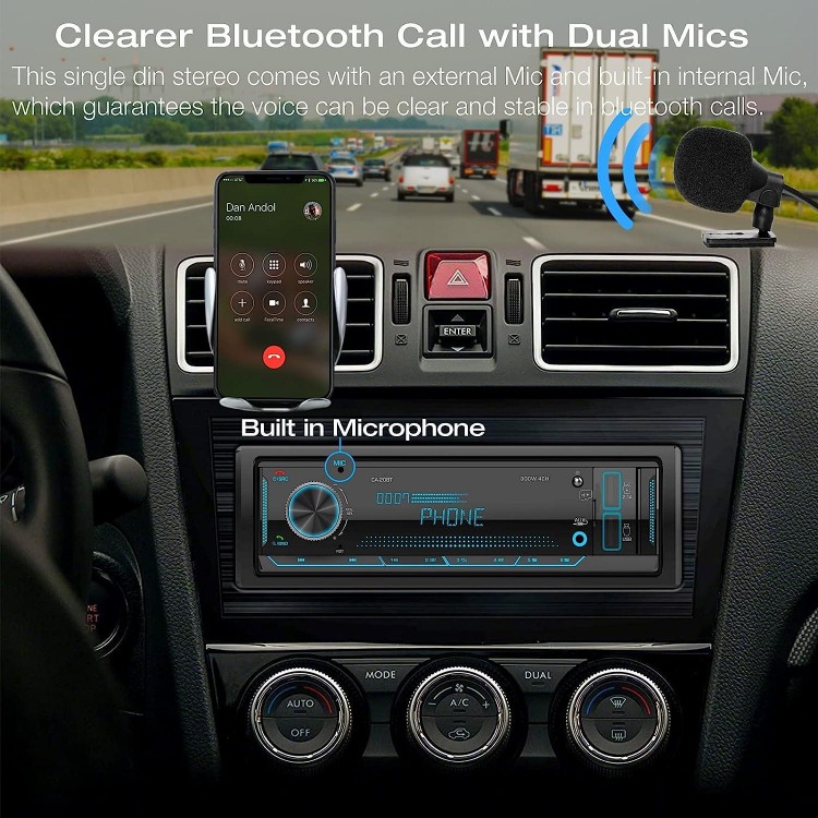 Single Din Stereo Marine Radio: Bluetooth Car Audio Receivers with Digital LCD Display | FM AM Car Radio