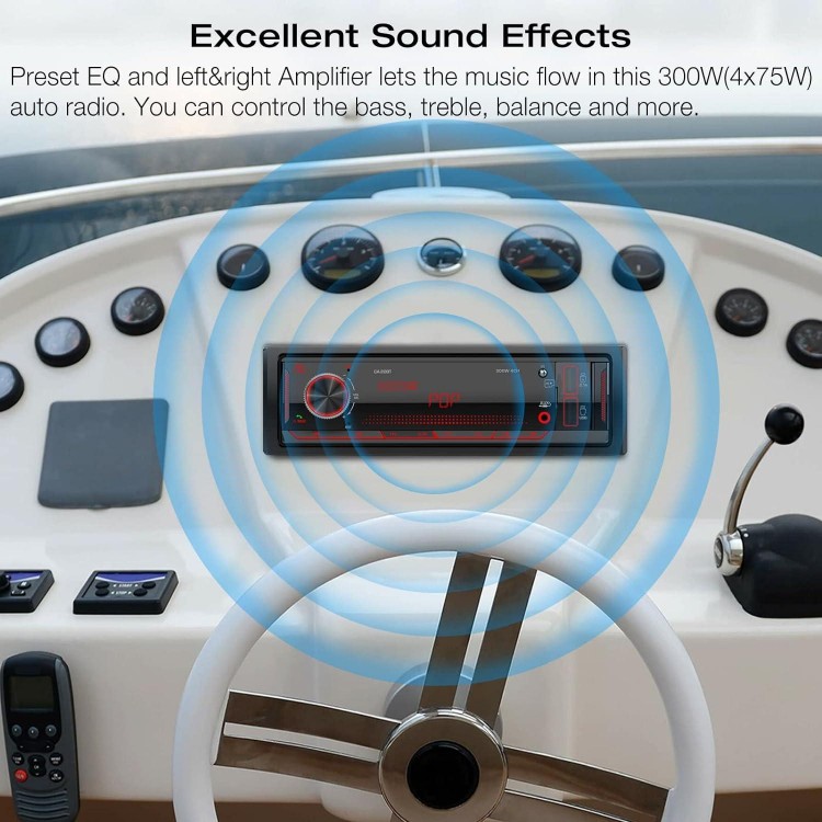 Single Din Stereo Marine Radio: Bluetooth Car Audio Receivers with Digital LCD Display | FM AM Car Radio