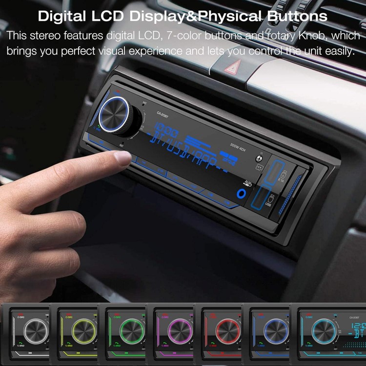 Single Din Stereo Marine Radio: Bluetooth Car Audio Receivers with Digital LCD Display | FM AM Car Radio