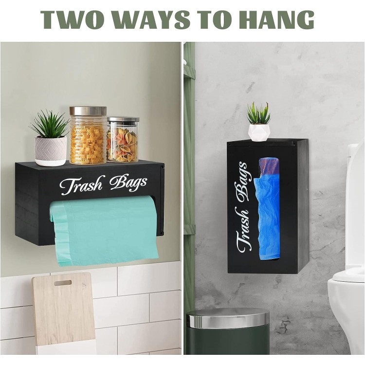 Wooden Trash Bag Dispenser Wall Mounted,Kitchen Storage Box Holder