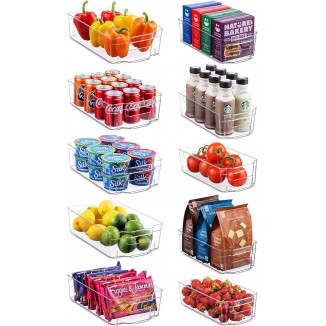 Set Of 10 Refrigerator Organizer Bins-5 Wide and 5 Narrow Stackable