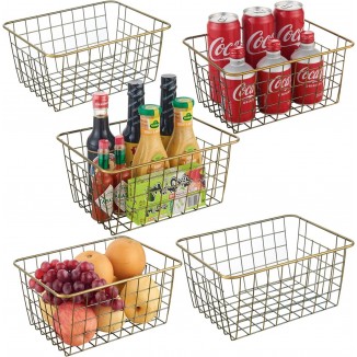 JUNCHU CHERRY Pantry Organization and Storage 5 Pack , Wire Storage Baskets