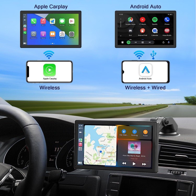 Skisea Wireless Apple Carplay Car Stereo,1080p Backup Camera DVR