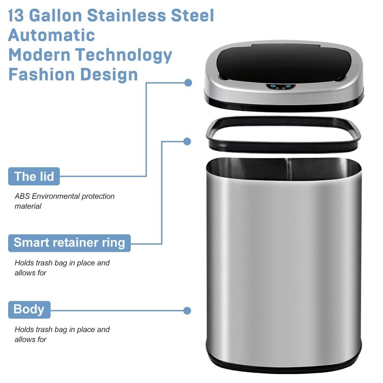 Bigacc Kitchen Trash can Brushed Stainless Steel Dual Trash can