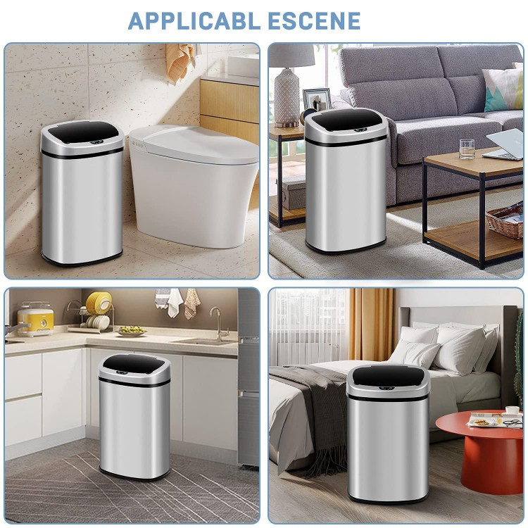 Bigacc Kitchen Trash can Brushed Stainless Steel Dual Trash can
