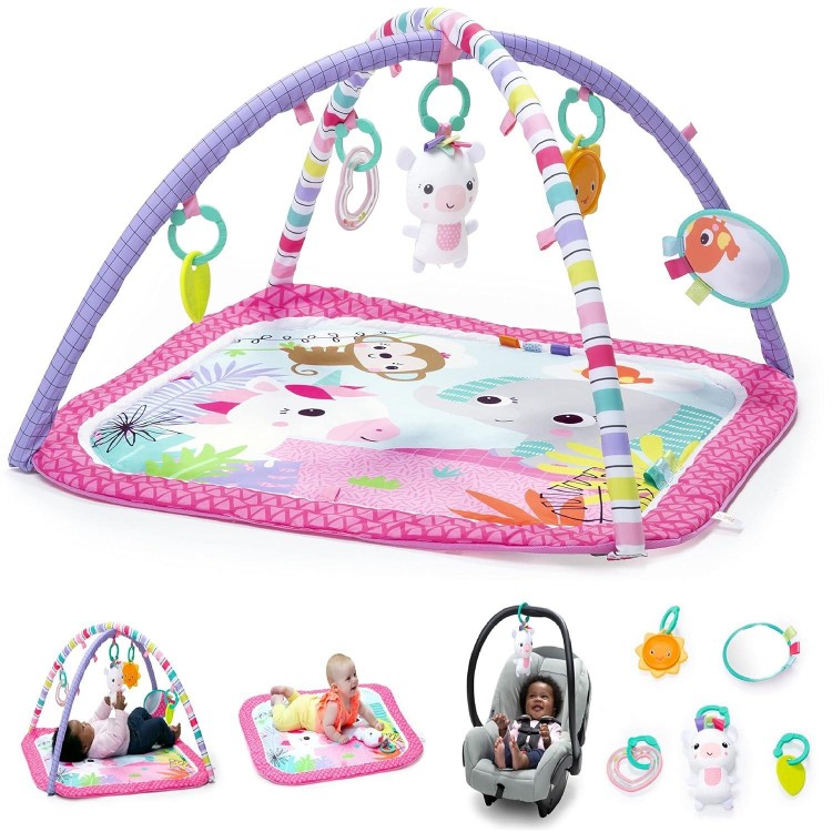 Bright Starts Unicorn Crew Baby Activity Gym & Play Mat with Taggies, Newborn and up
