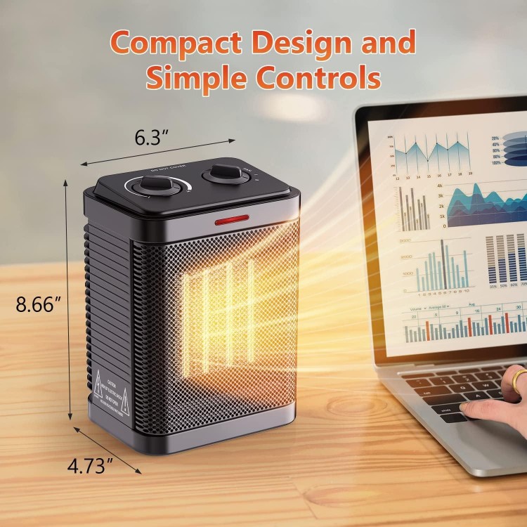 1500W Portable Space Heater for Indoor Use, 2S Rapid Heating