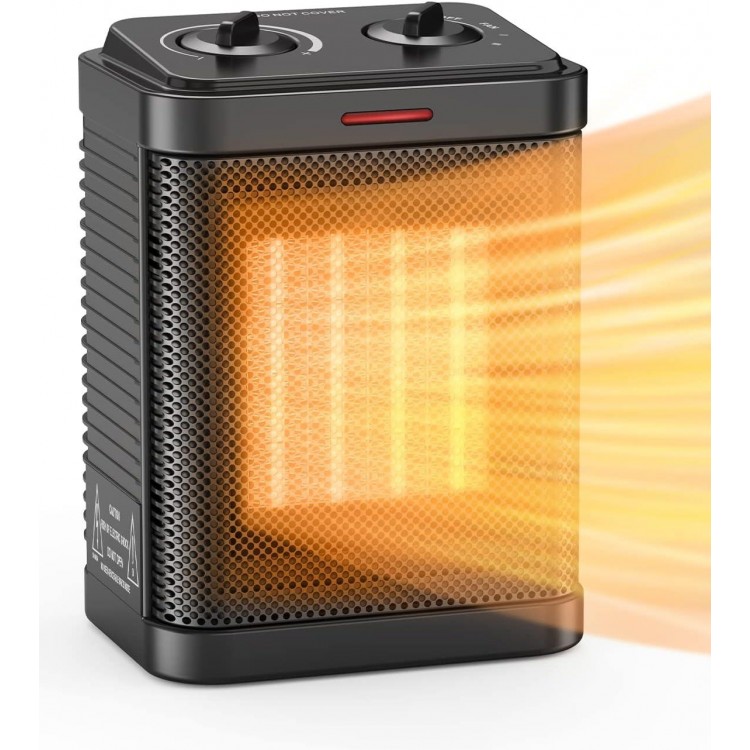 Space Heater for Indoor Use, 1500W PTC Ceramic Heater with Thermostat