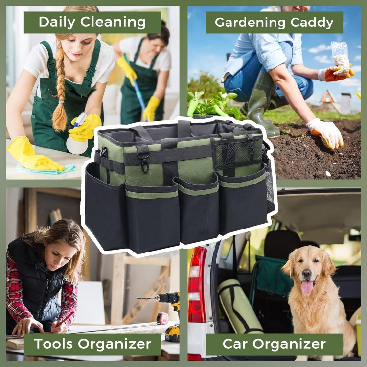 SCAVATA Cleaning Caddy Supplies Organizer with Handle & Shoulder Straps