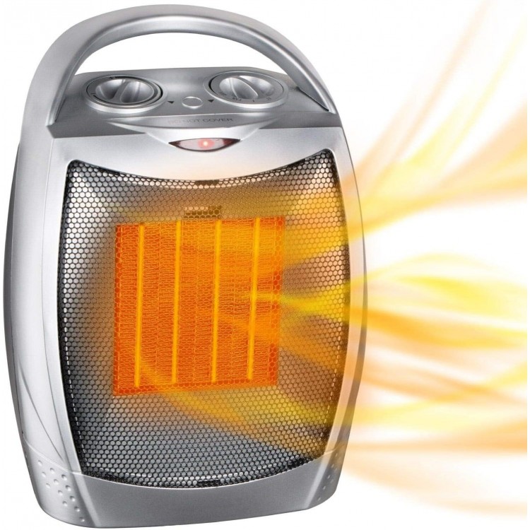 GiveBest Portable Electric Space Heater with Thermostat, 1500W/750W