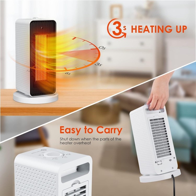 Qoosea Indoor Electric Space Heater - Oscillation - Portable Ceramic Heater