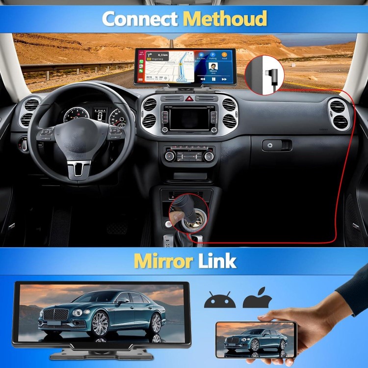 Portable Car Radio Apple Carplay Wireless Car Stereo Receiver 9.3 inch Apple car Play Display Screen GPS Navigation