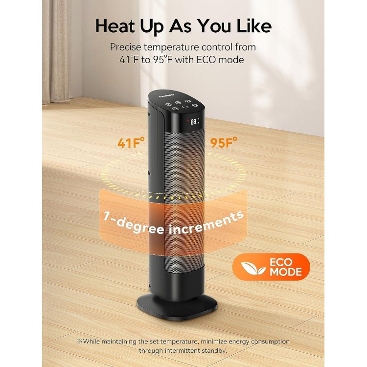 VAGKRI 24" Space Heater, 1500W PTC Ceramic Heater with 3 Modes