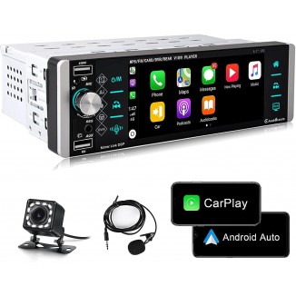 Single Din Car Stereo Compatible with Apple Carplay & Android Auto, METEESER 5.1 Inch Bluetooth Backup Camera