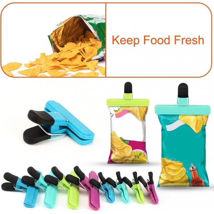 TACGEA Upgrade Wide Open Bag Clips for Food Storage with Air Tight Seal Grip