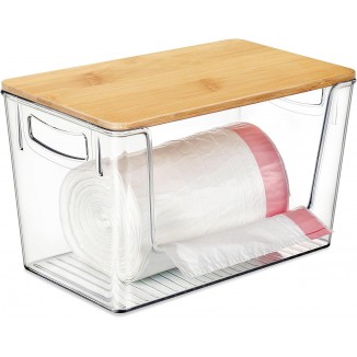 Extra Large Trash Bag Holder with Lid,Acrylic Trash Bag Dispenser with Handle