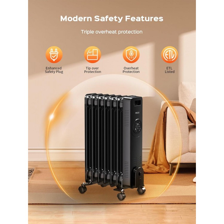 PROUS Radiator Heater, Oil Filled Heaters for Indoor Use with Thermostat