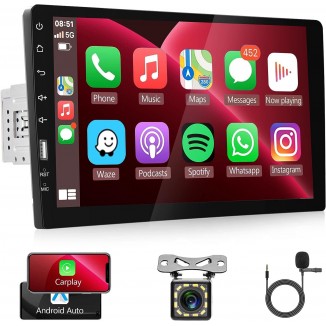 Single Din Car Stereo Apple Carplay Android Auto, Rimoody 9 Inch Touchscreen Radio with Bluetooth FM AM iOS
