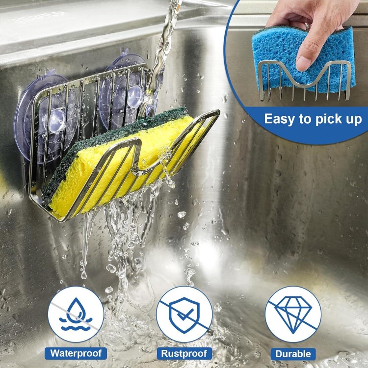 Sponge Holder for Kitchen Sink with Suction Cups - Sink Caddy Organizer