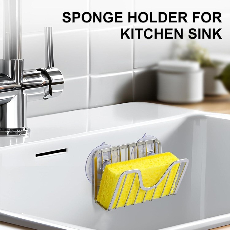 Sponge Holder for Kitchen Sink with Suction Cups - Sink Caddy Organizer