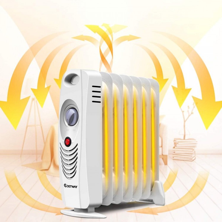 COSTWAY 700W Oil Filled Radiator Heater with Adjustable Thermostat