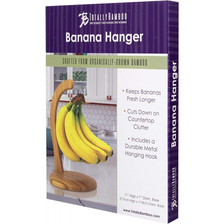 Totally Bamboo Banana Holder, Banana Hanger Stand with Stainless Steel Hook