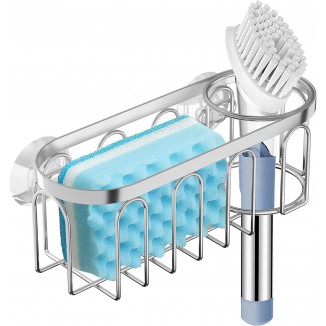 Yazoni 2-in-1 Sponge Holder for Kitchen Sink, Suction Cup Rack/Caddy