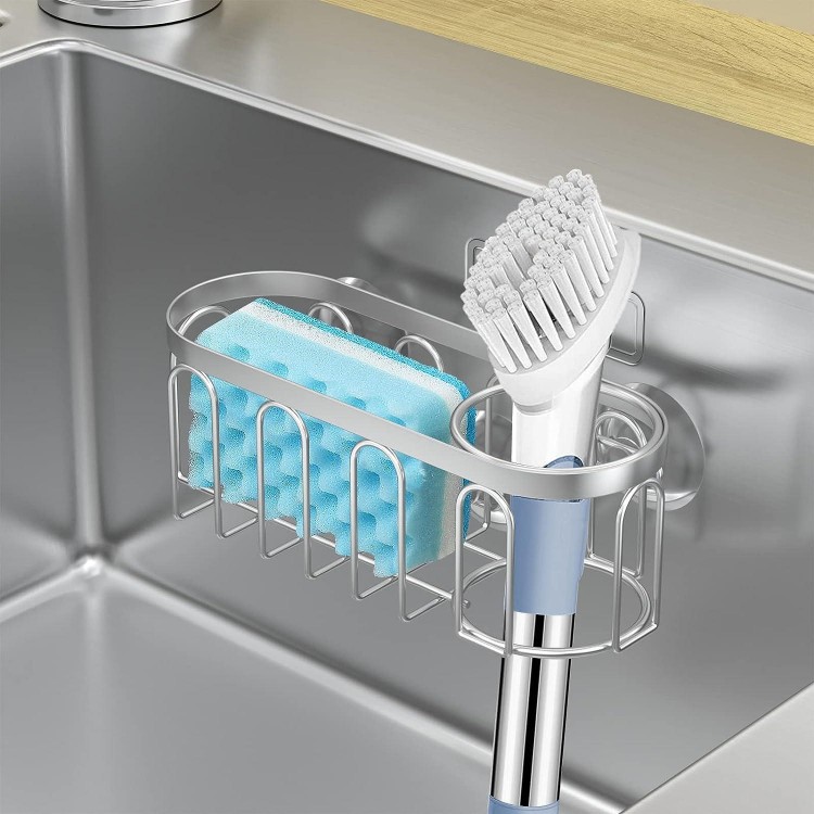 Yazoni 2-in-1 Sponge Holder for Kitchen Sink, Suction Cup Rack/Caddy