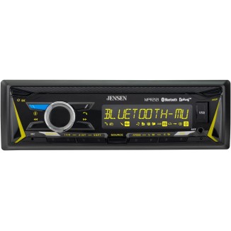 Jensen MPR2121 | 12 Character LCD Single DIN Car Stereo Receiver | RGB Custom Colors | Push to Talk Assistant