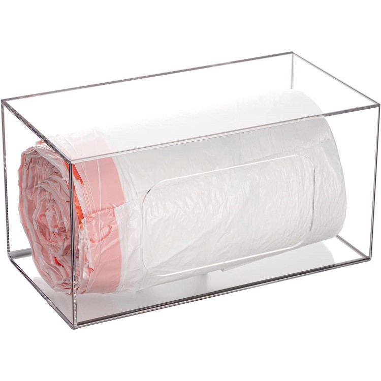 SEANADO Trash Bag Dispenser, Wall Mount Acrylic Kitchen Organizer Storage Box