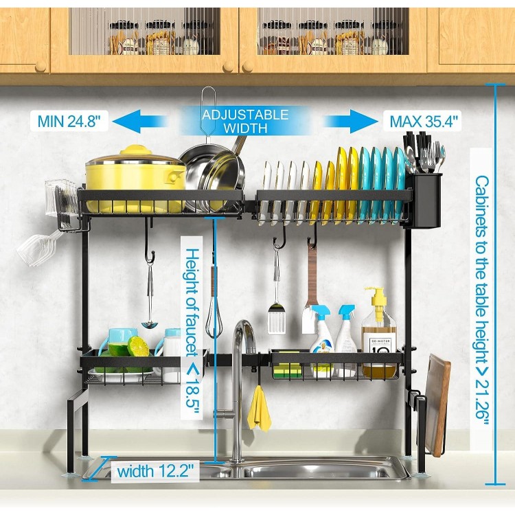 SNSLXH Over The Sink Dish Drying Rack, Sink Rack for Kitchen