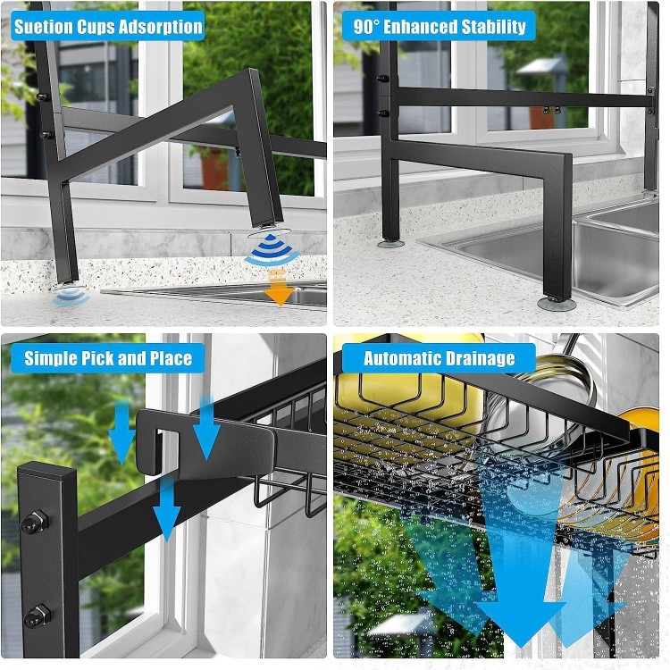 SNSLXH Over The Sink Dish Drying Rack, Sink Rack for Kitchen