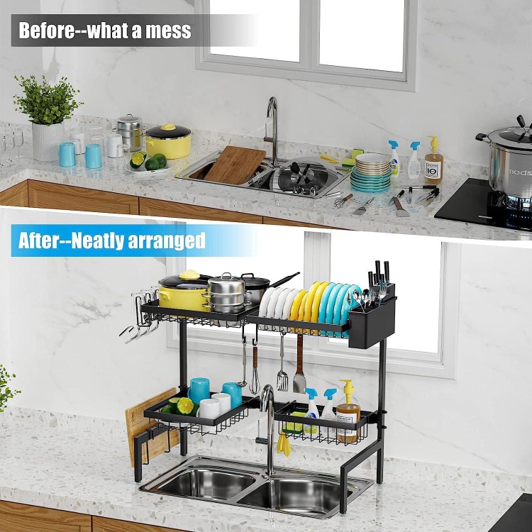 SNSLXH Over The Sink Dish Drying Rack, Sink Rack for Kitchen