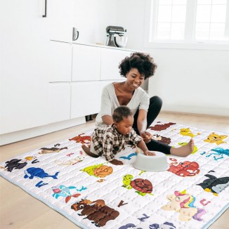 Beavtaens Baby Play Mat,  Foldable Thick Activity Mat for Floor, Skin Friendly Infant Crawling Mat